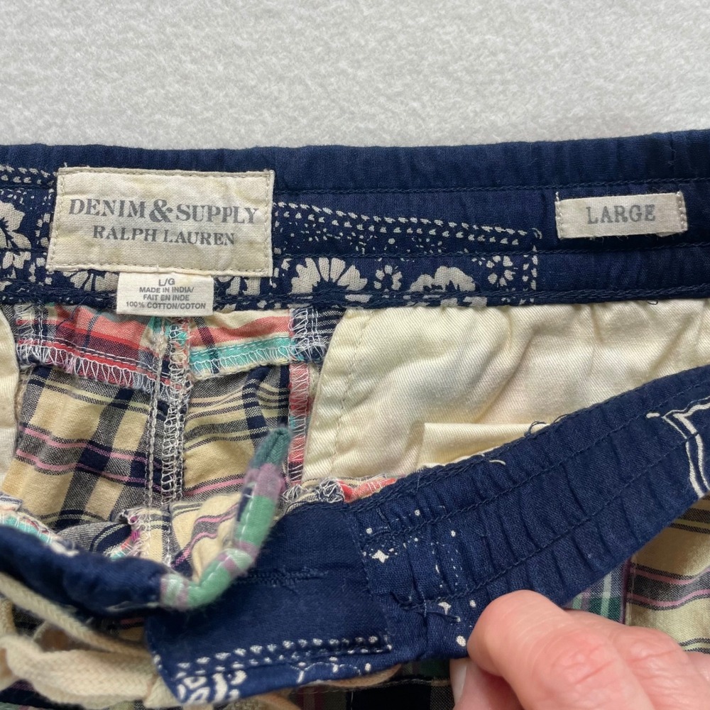 Denim & Supply Ralph Lauren Shorts Mens Large Multi Plaid Patchwork Bandana - Picture 3 of 7